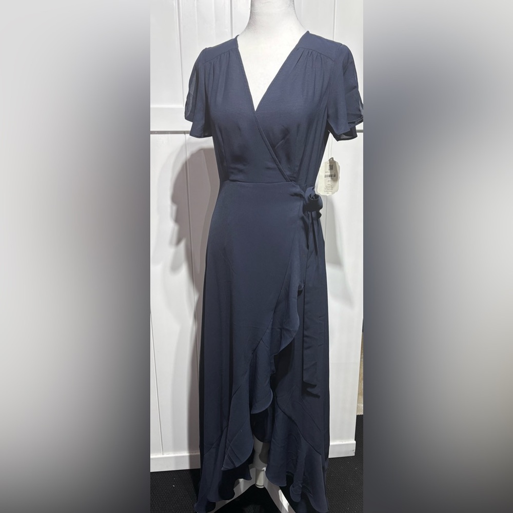NWT Altar’d State navy blue ruffled long dress